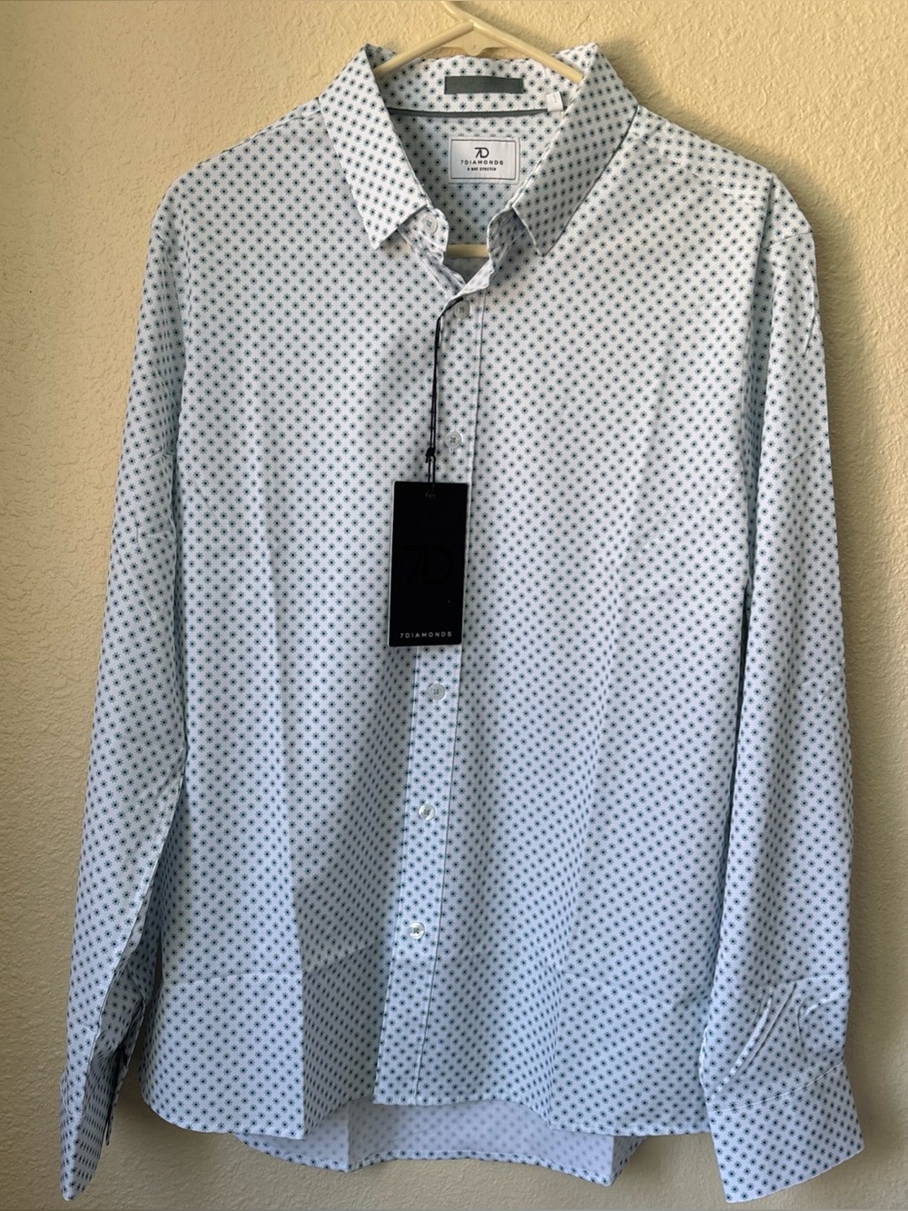 7 Diamonds Men's Light Blue Micro-Pattern Dress Shirt